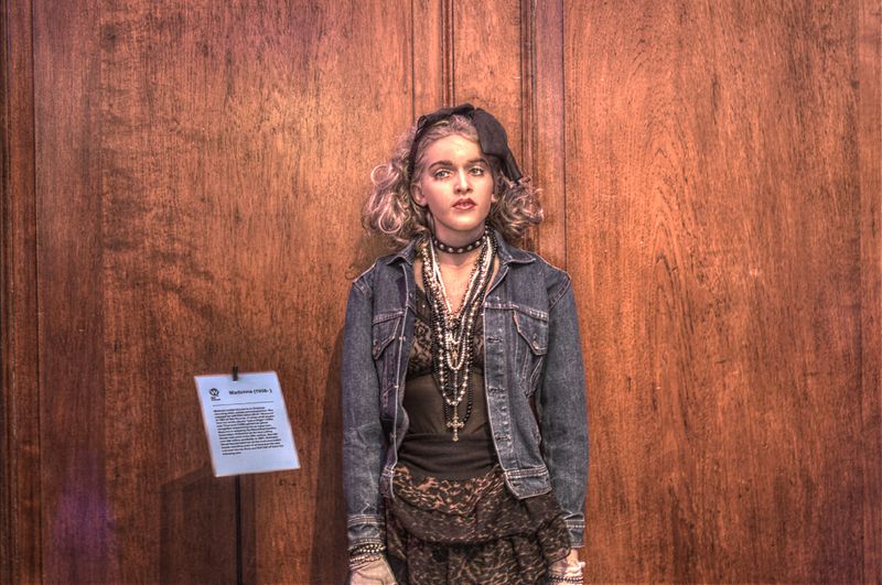 Madonna's wax statue at National Wax Museum of Ireland inspired by her style from the first album era.